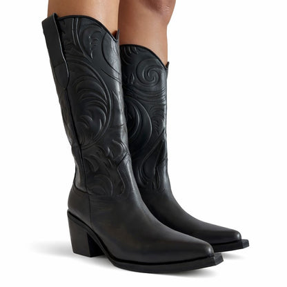 Texanas Negras Largas de Cuero Mujer  Dakota