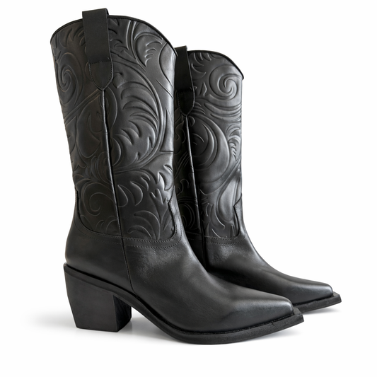 Texanas Negras Largas de Cuero Mujer  Dakota